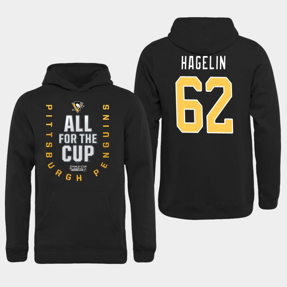 Men NHL Pittsburgh Penguins 62 Hagelin black All for the Cup Hoodie